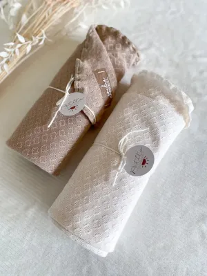 Organic Cotton Swaddle |  Pointelle | Ivory | Petit Evelina
