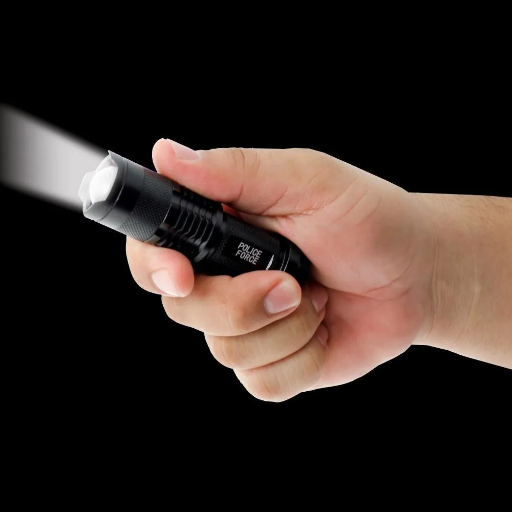 Police Force Tactical 3.5" Mini Q5 LED Zoom Flashlight 220 Lm