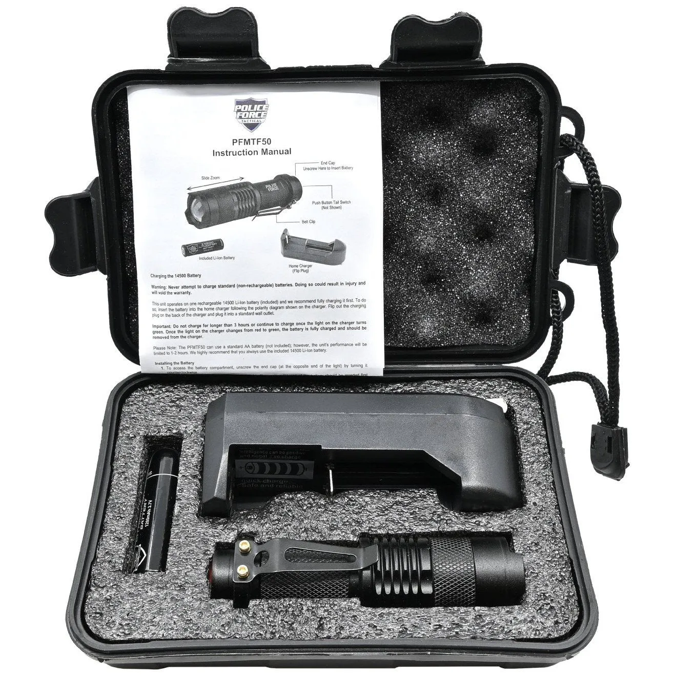 Police Force Tactical 3.5" Mini Q5 LED Zoom Flashlight 220 Lm