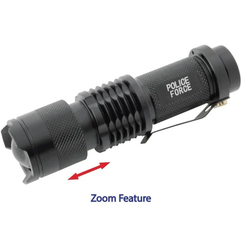 Police Force Tactical 3.5" Mini Q5 LED Zoom Flashlight 220 Lm