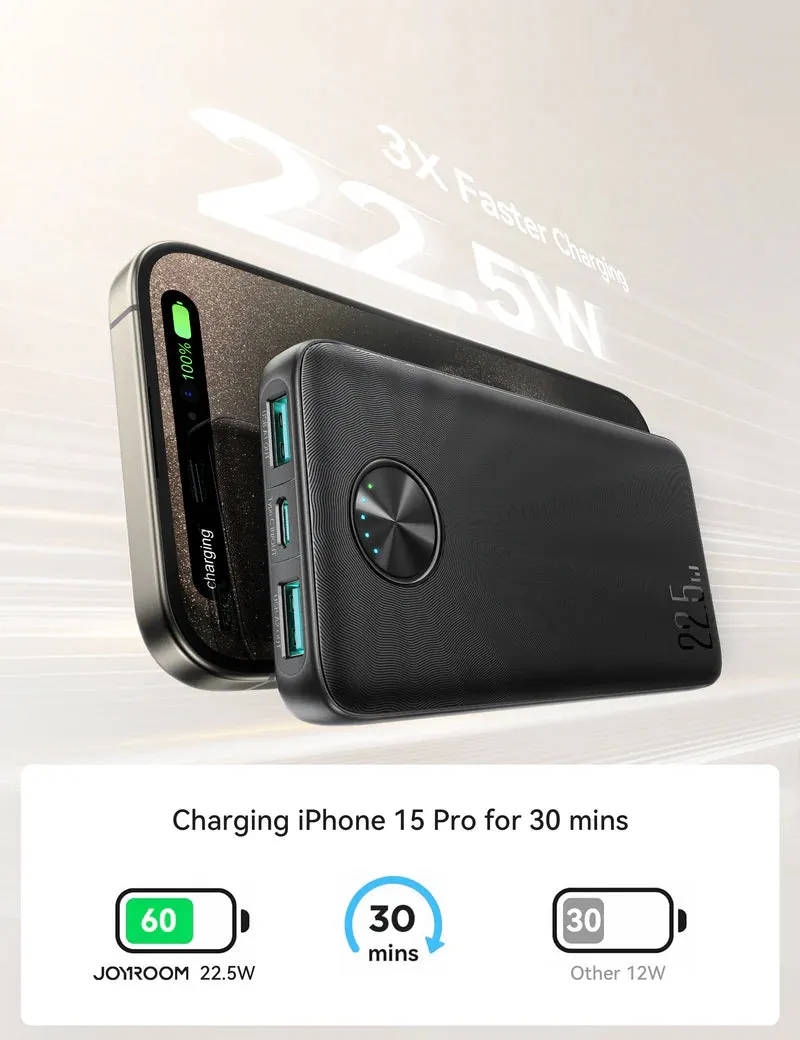 Power bank 10000 mAh - Fast Charging 22.5W - JR-PBF15