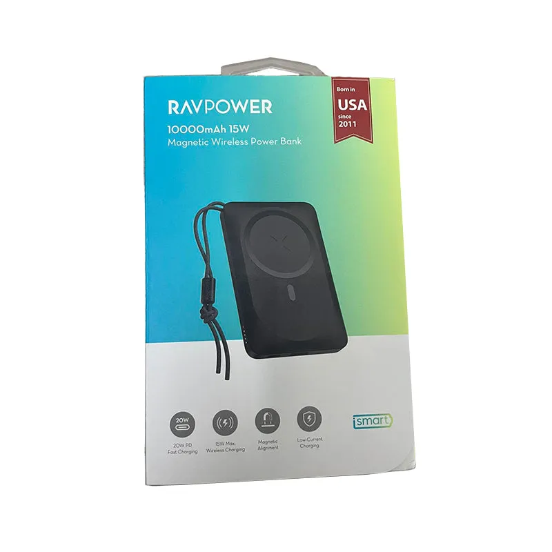 RAVPower 10000mAh Magnetic Wireless Powerbank Fast Charging 15W with Magnetic Phone Case (Black) | RP-PB1212