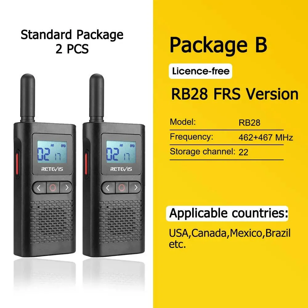 Retevis Walkie Talkie RB628 Long Range Portable Walkie-Talkie 2 Pcs Included PMR446 Rechargeable Two-way Radios For Hunting