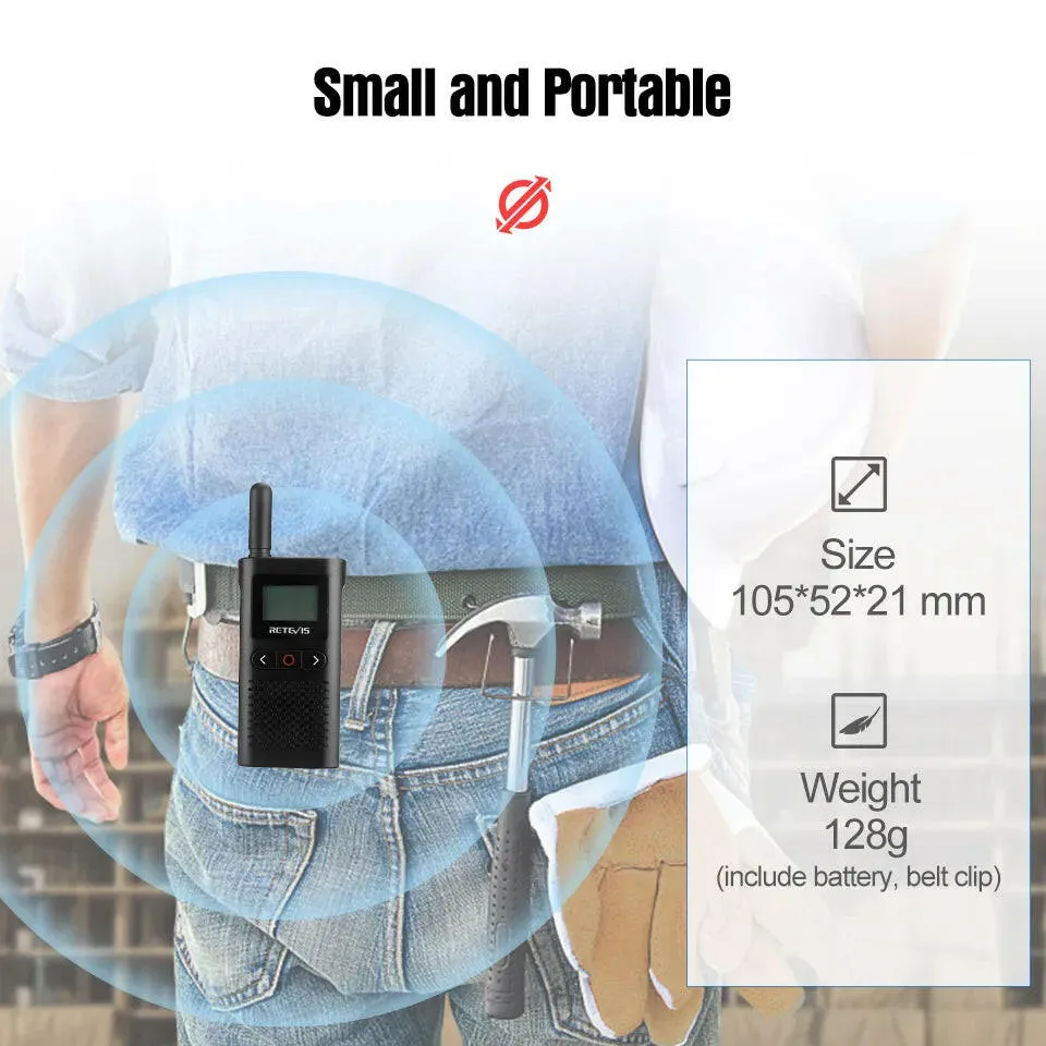 Retevis Walkie Talkie RB628 Long Range Portable Walkie-Talkie 2 Pcs Included PMR446 Rechargeable Two-way Radios For Hunting