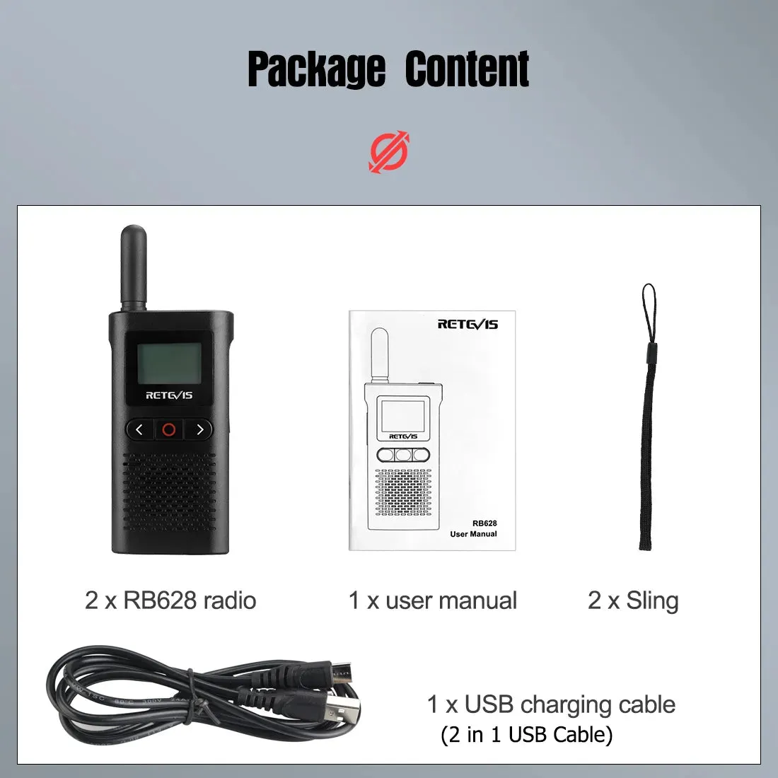 Retevis Walkie Talkie RB628 Long Range Portable Walkie-Talkie 2 Pcs Included PMR446 Rechargeable Two-way Radios For Hunting