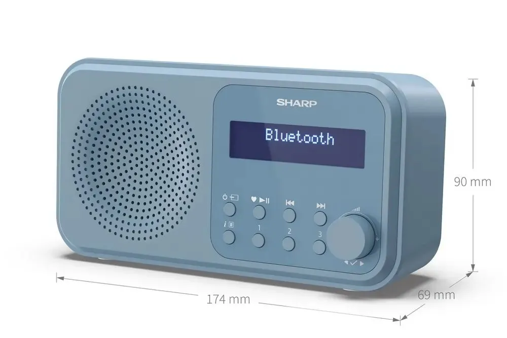 Sharp DRP420BL Tokyo Portable DAB Digital Radio With Bluetooth, Blue
