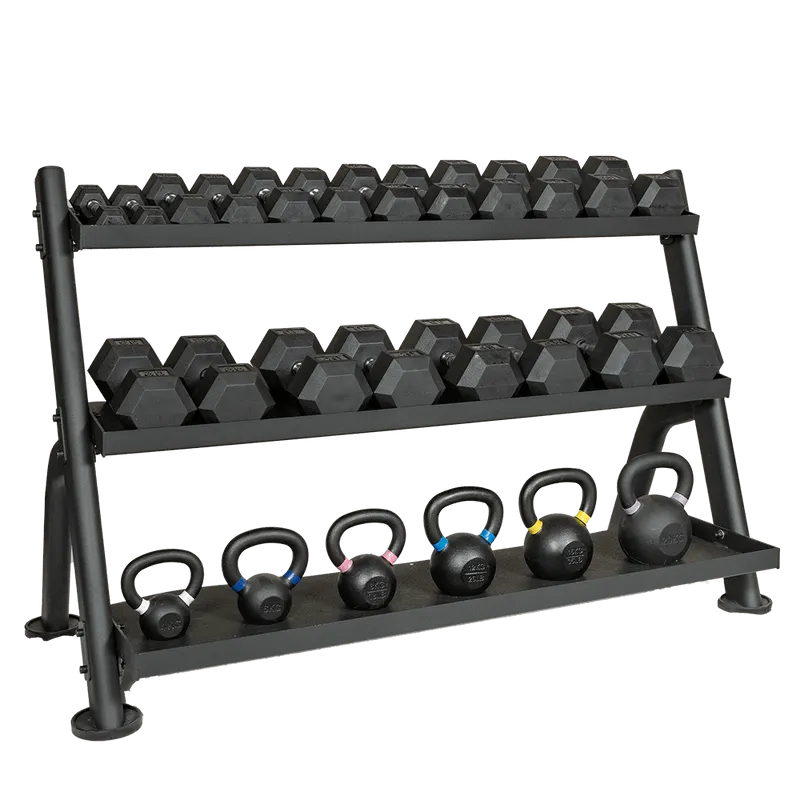 SMW Strength 3 Tier Adjustable Tray Dumbbell/Kettlebell Rack