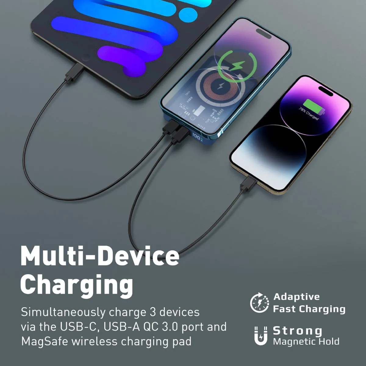 Transparent 15W MagSafe wireless charging power bank