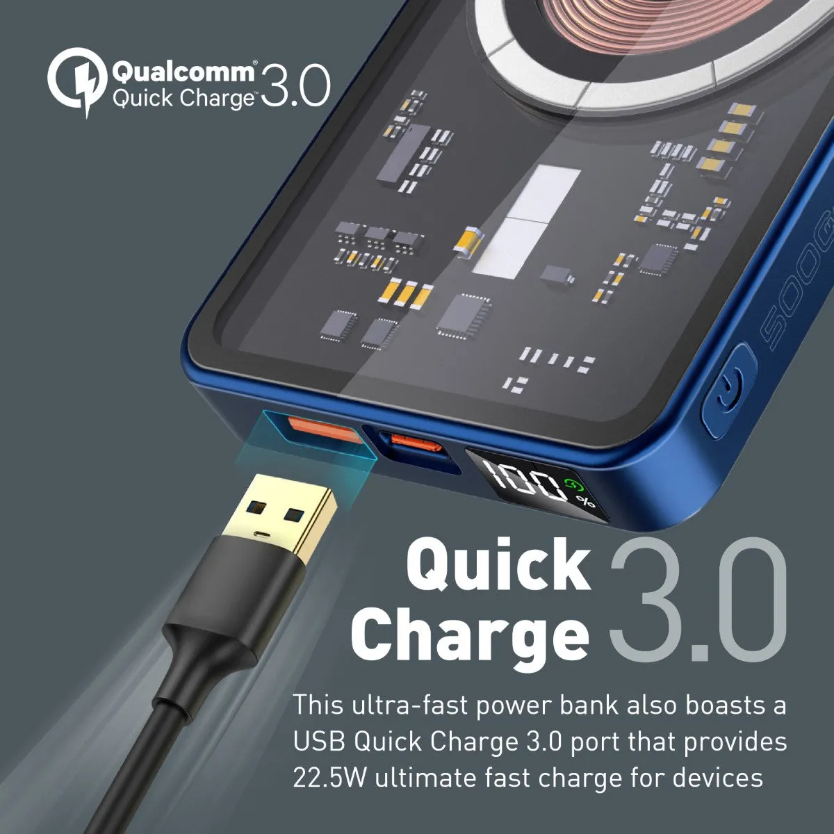 Transparent 15W MagSafe wireless charging power bank