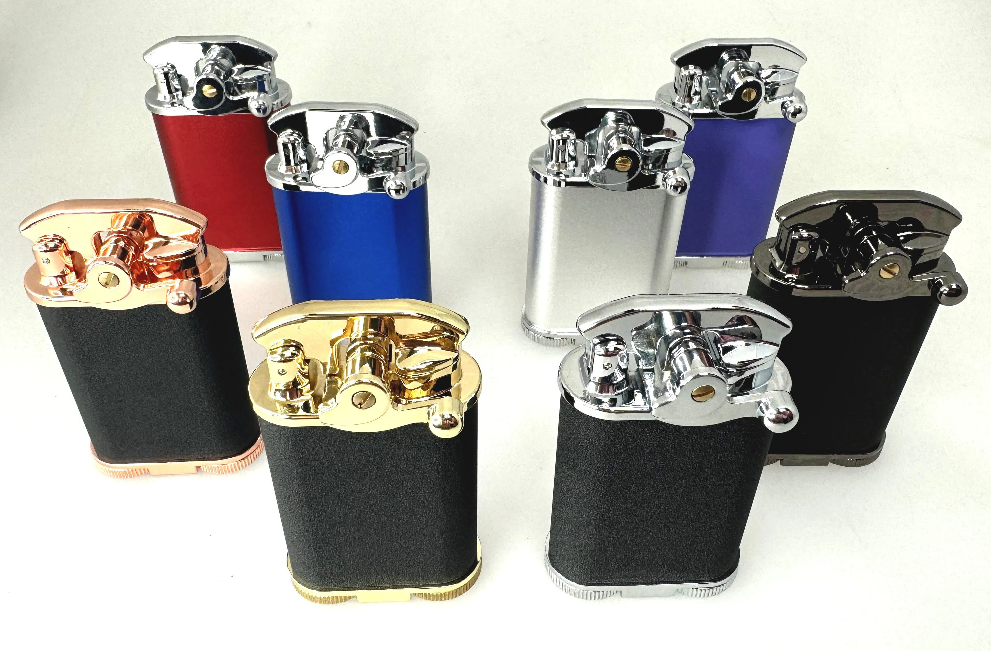 Visol Retro Butane Torch Lighter Triple Flame Refillable Gas Lighter, Built-in Cutter, Detachable Poker and Windproof Adjustable Flame Lighter - Blue & Chrome