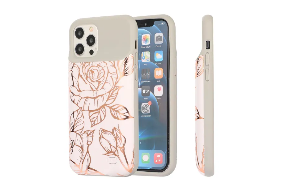 White & Gold Metallic Floral Ultra Battery Case