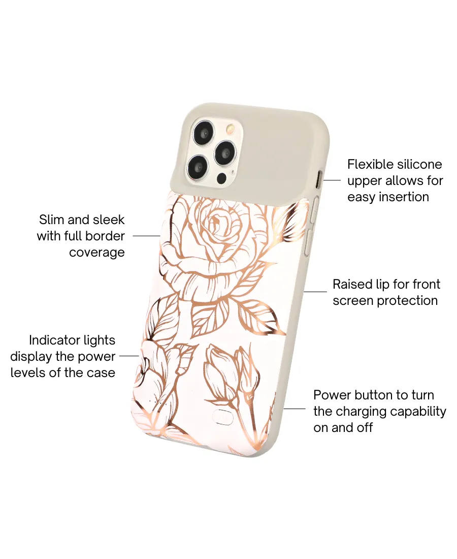 White & Gold Metallic Floral Ultra Battery Case