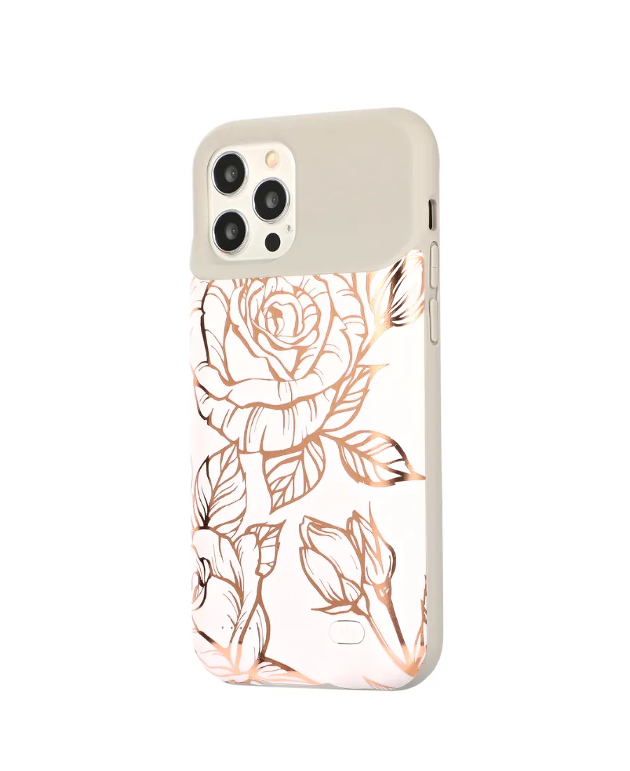 White & Gold Metallic Floral Ultra Battery Case