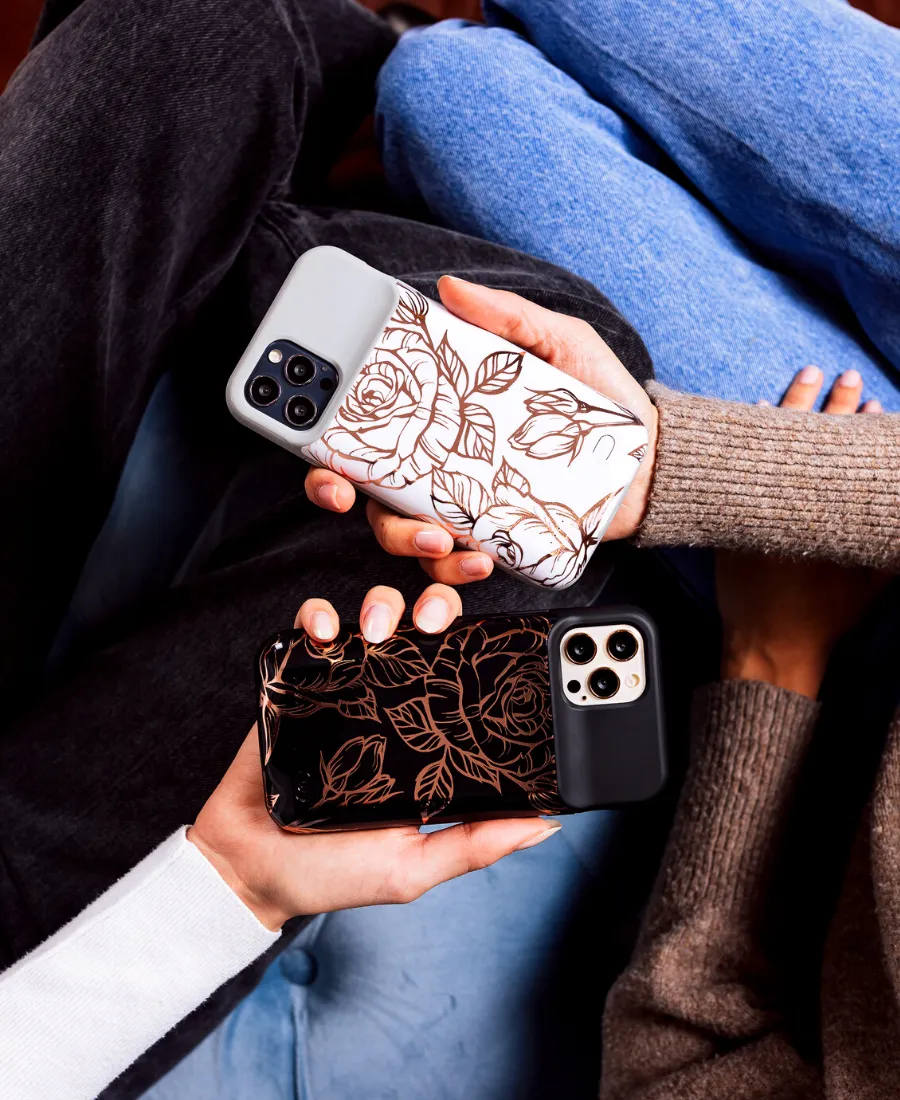 White & Gold Metallic Floral Ultra Battery Case