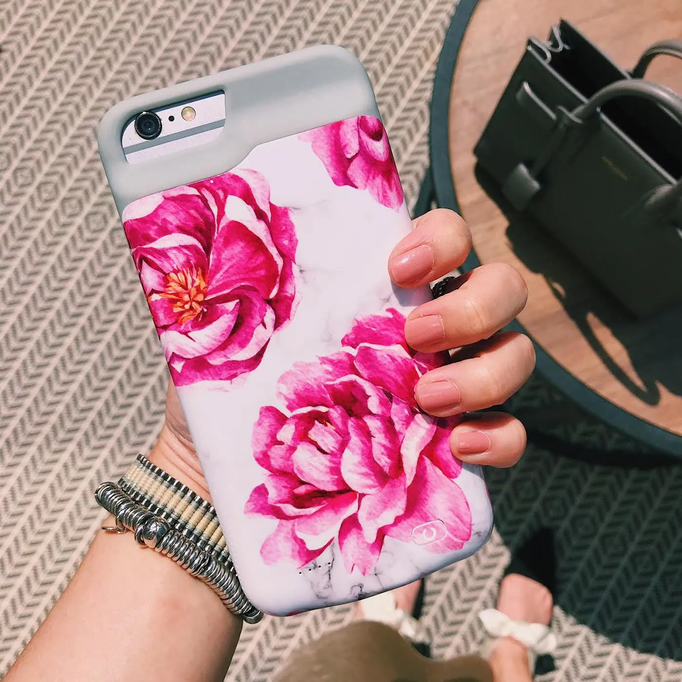 White Marble Floral Ultra Battery Case
