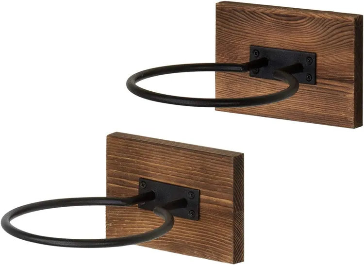 Wood & Metal Sport Ball Storage Rack & Wall-Mounted Sporting Equipment Display Holder, Set of 2