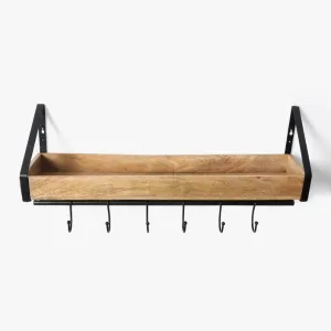Wooden Rack Holder For Storage & Organizer In Brown And Black