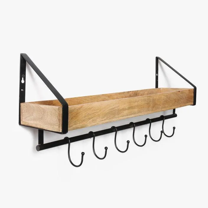 Wooden Rack Holder For Storage & Organizer In Brown And Black